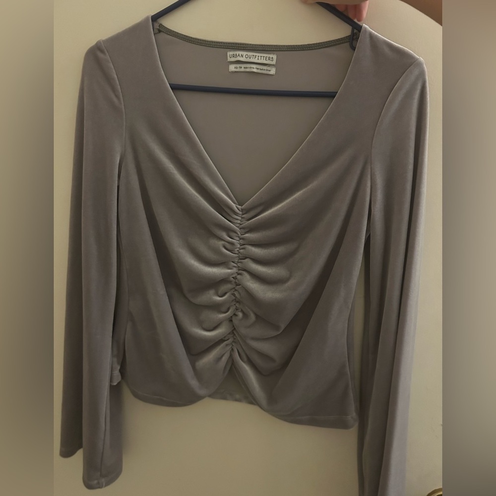 Urban Outfitters Grey Velvet Blouse